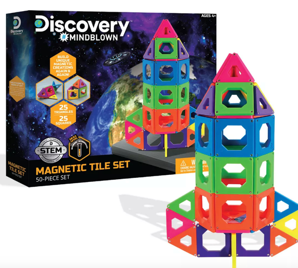 Discover Magnetic Tile Building Blocks Set 50 Pieces