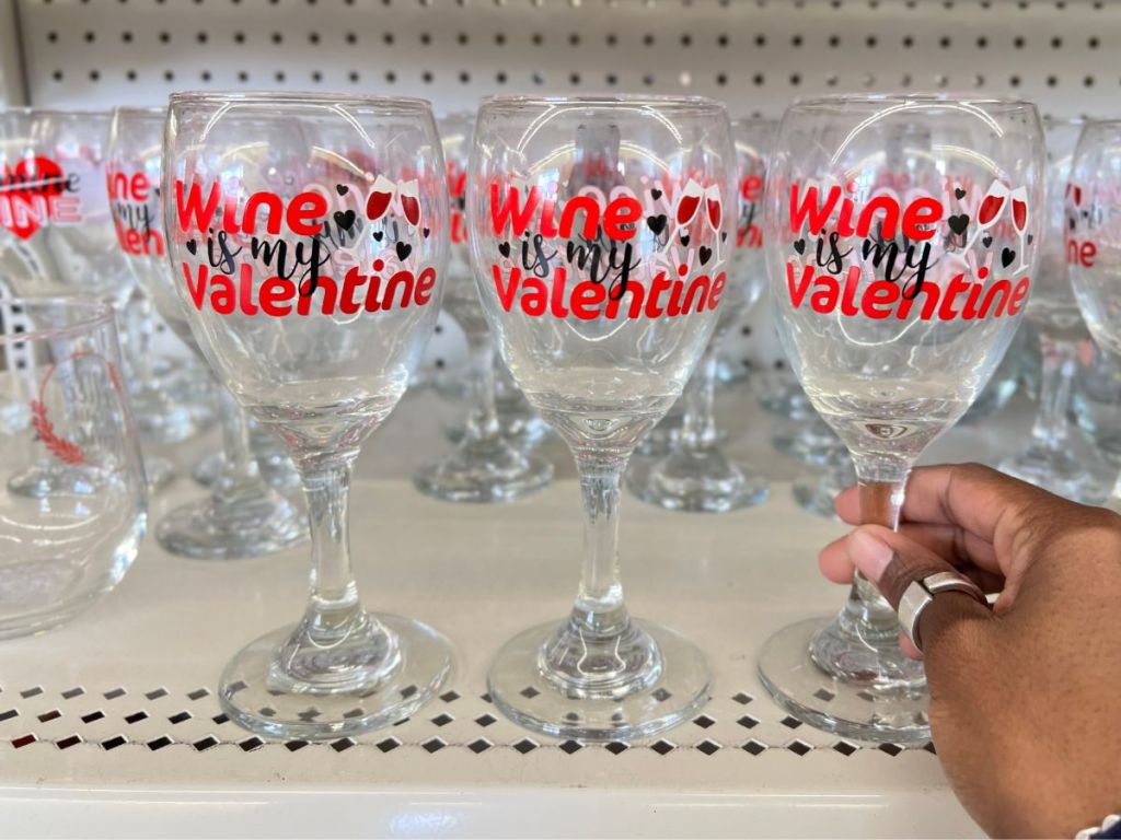 Dollar Store Valentine's Day Wine Glasses