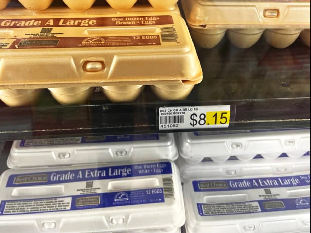 Eggs priced at over $8 in store