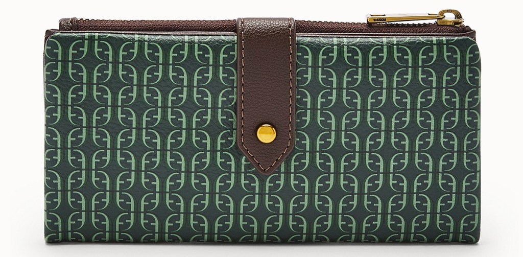 green printed wallet