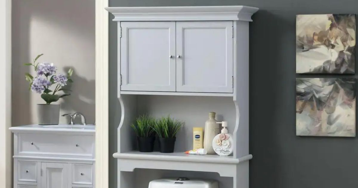 Gray over the toilet bathroom storage 