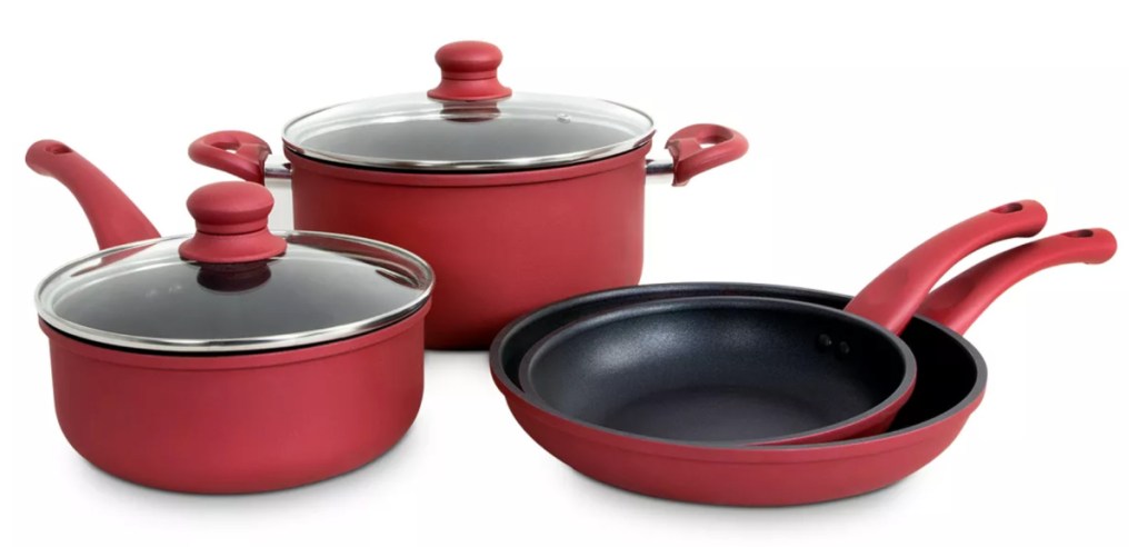 Hell's Kitchen Nonstick Cookware Set 6 Piece in red