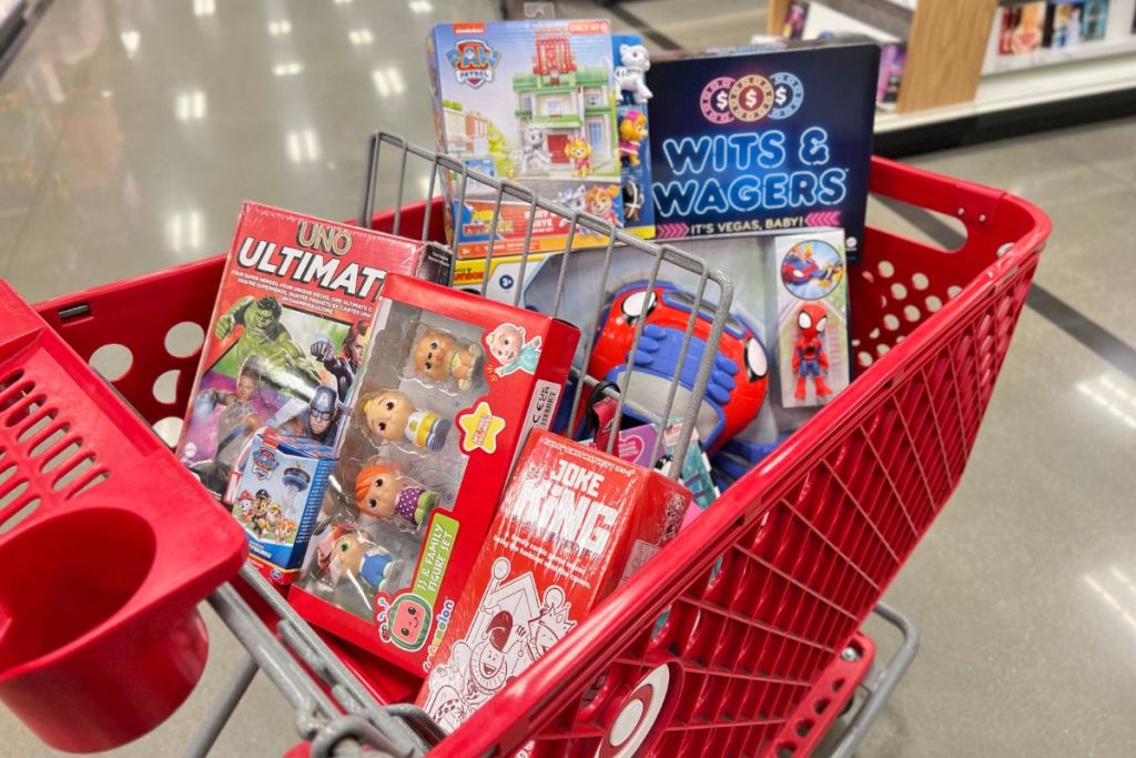 Target Shopping Cart filled with Toys Target Semi Annual Toy Clearance