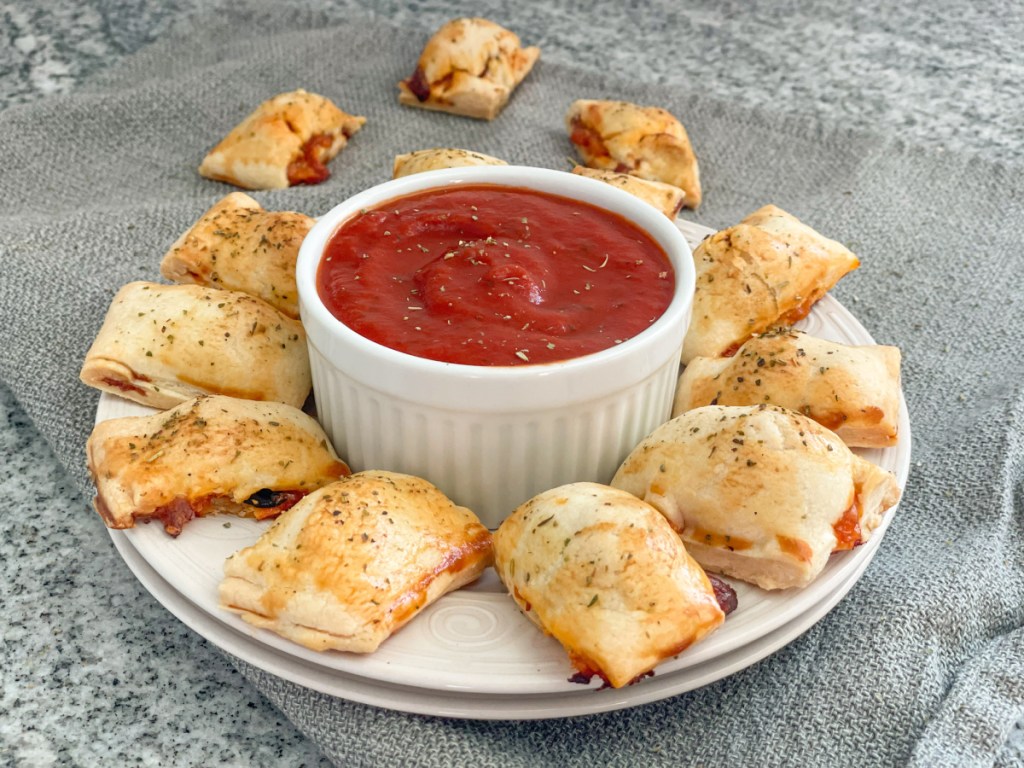 homemade pizza bites plated