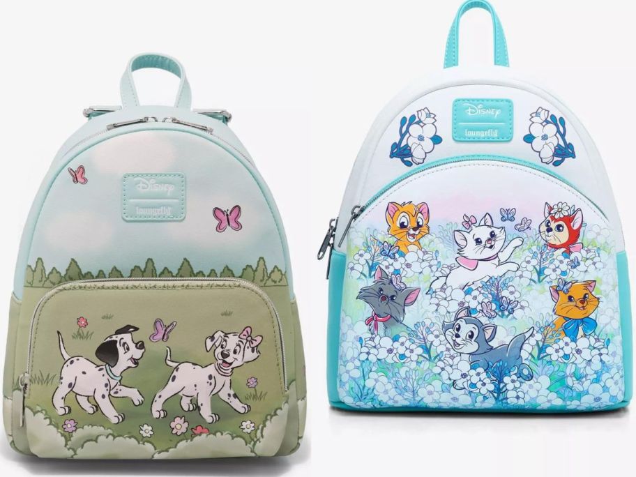 Stock images of Loungefly 101 Dalmations and Aristocats backpacks