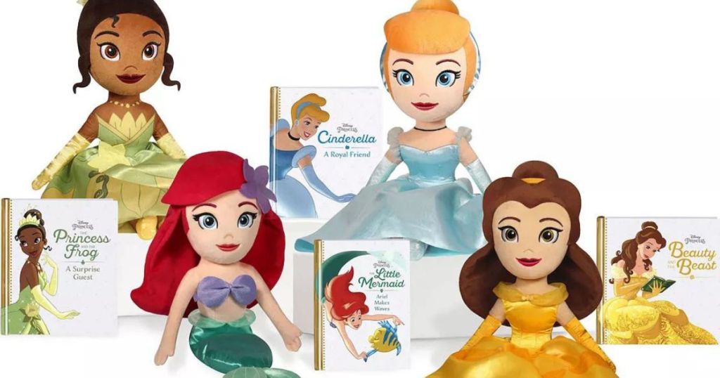 Plush Disney Princess toys and matching books