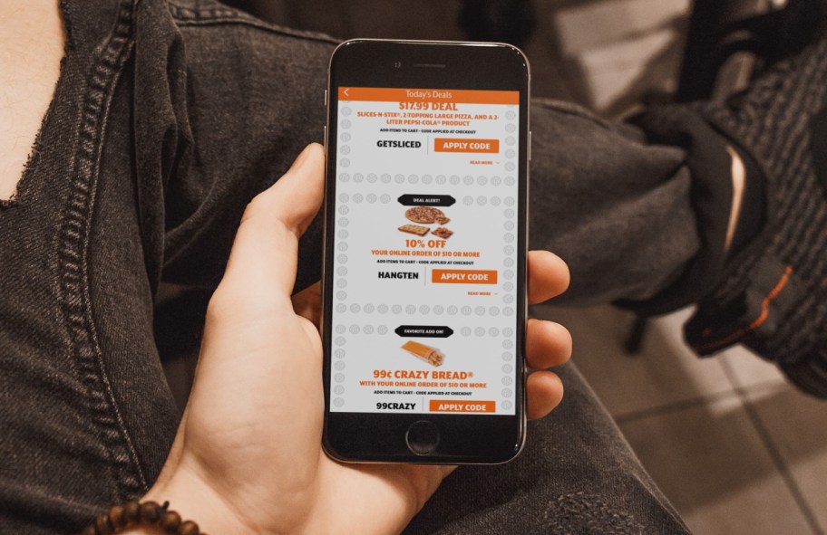 Showing deals in the Little Caesars App, one of the best free food apps