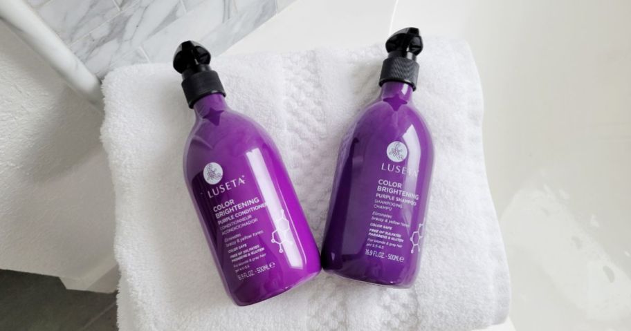 luseta purple shampoo and conditioner bottles