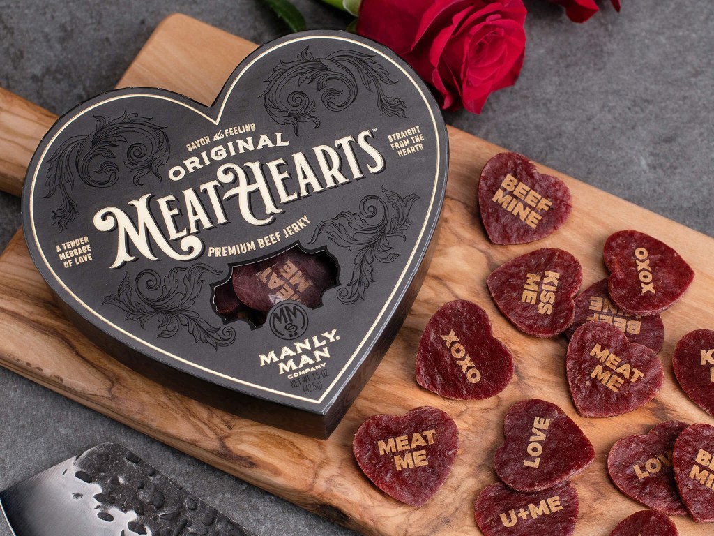 heart-shaped box of beef jerkey hearts