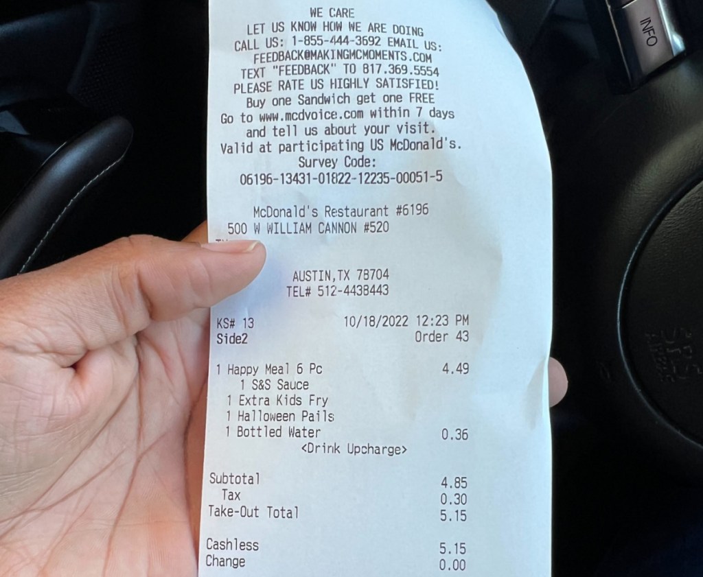 McDonalds Hacks - BOGO offer on McDonald's receipt survey