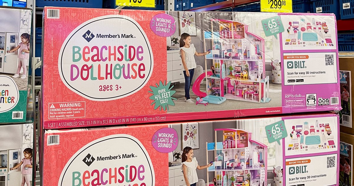 boxes of member's mark dollhouses in store