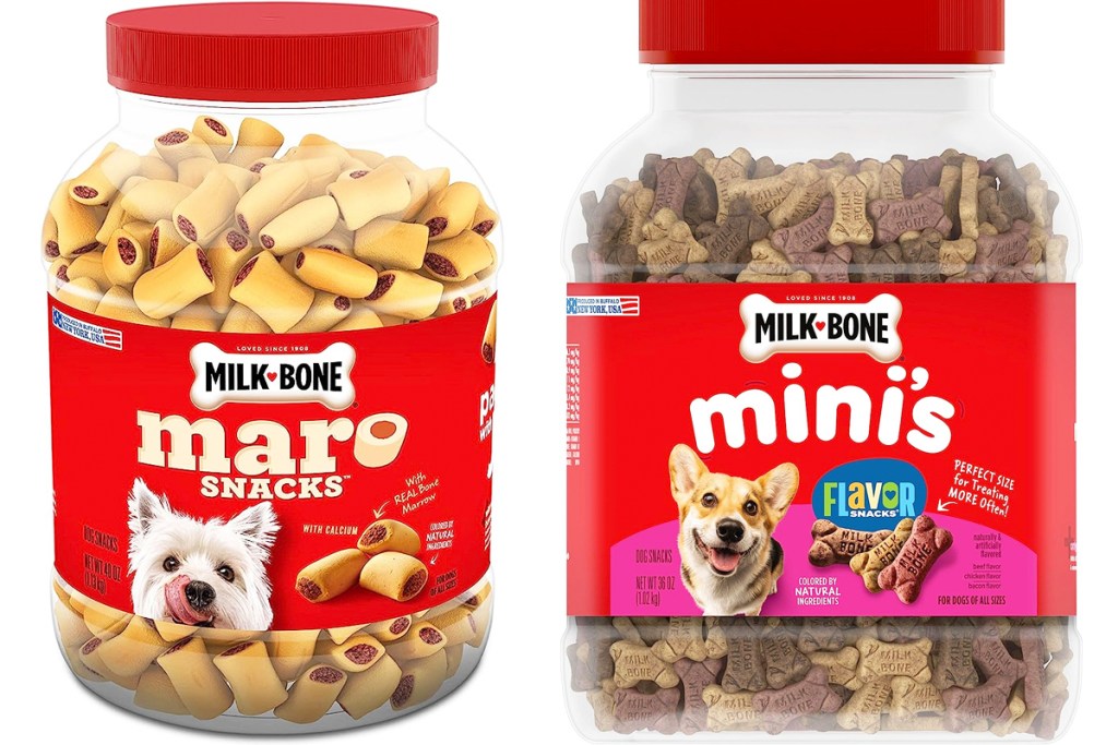 two jars of milkbone dog treats