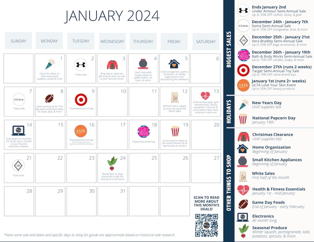january calendar printable with the best sales and deals