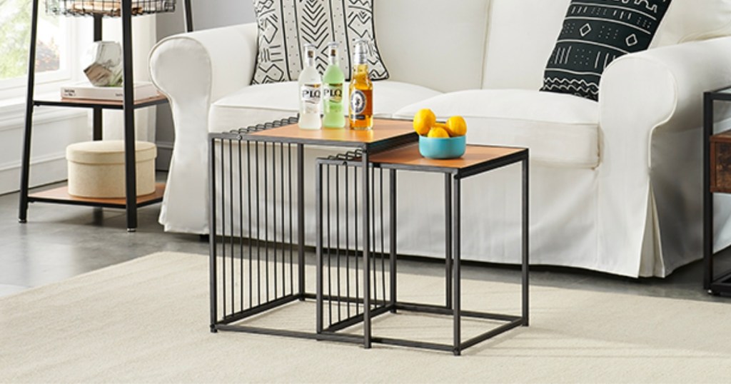 Vecelo Industrial Nesting Coffee Tables - Set of 2