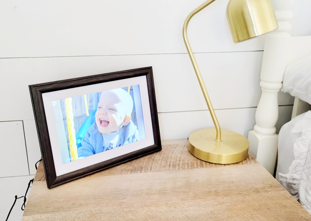 digital picture frame on nightstand