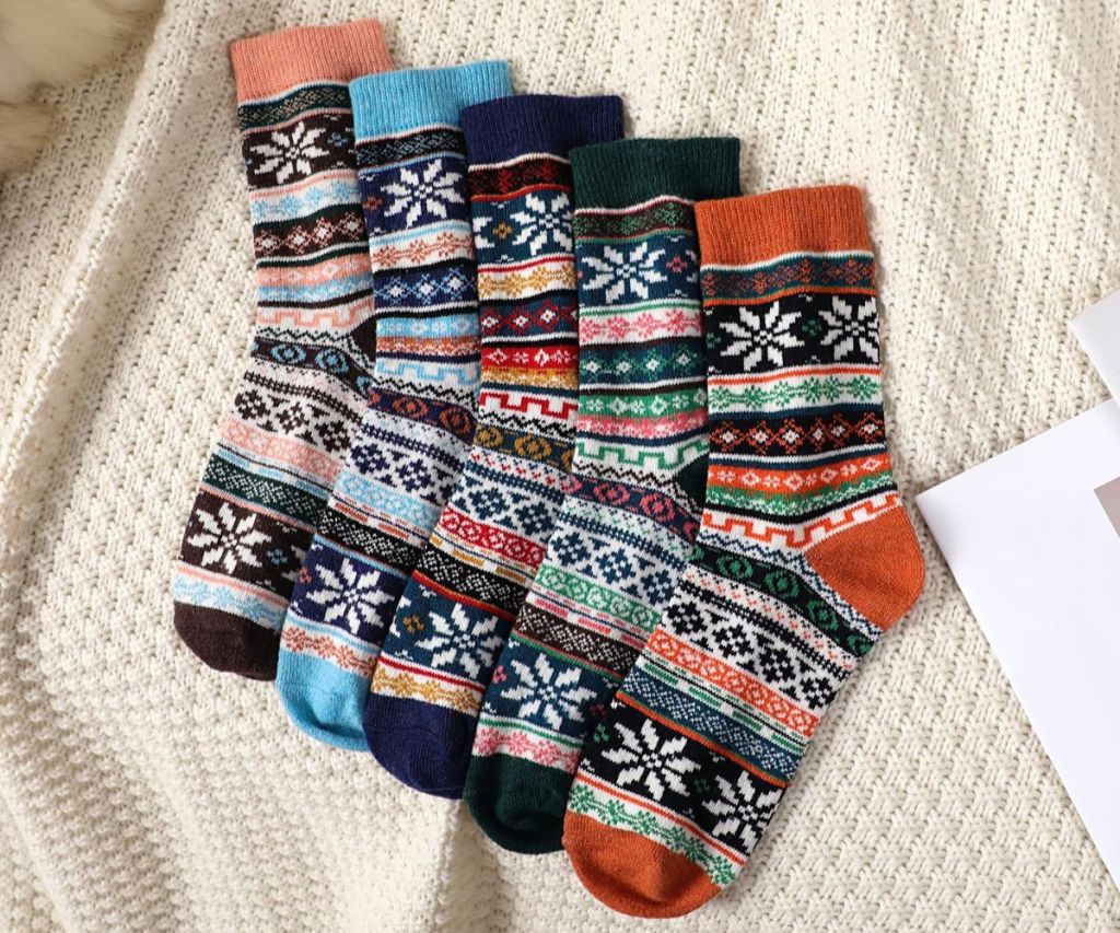 Pleneal Wool Socks for Women Diamond Octagon Set