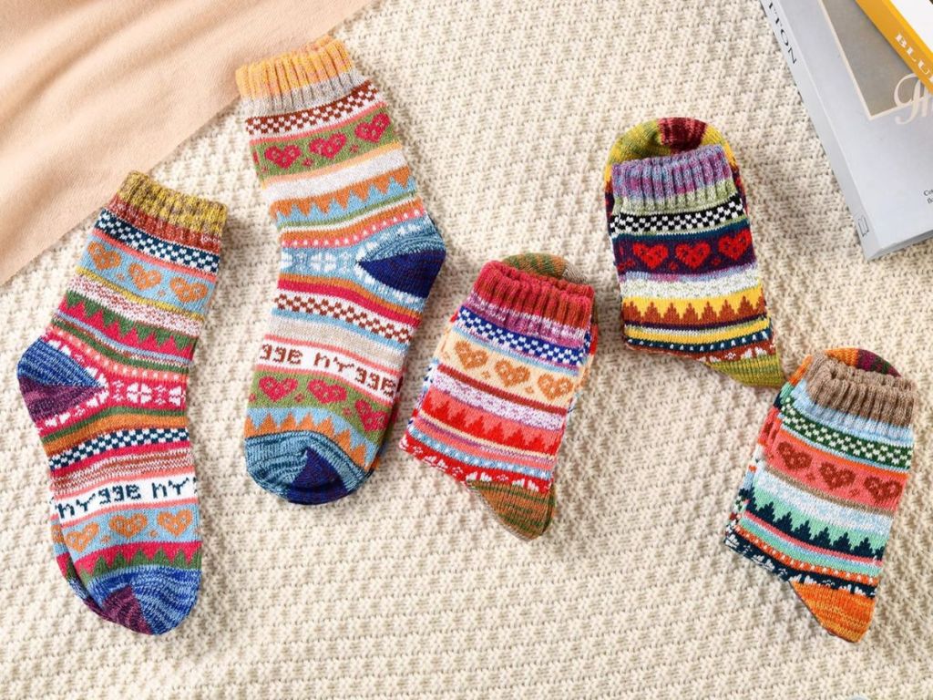 Pleneal Wool Socks for Women Pairs Heart Set