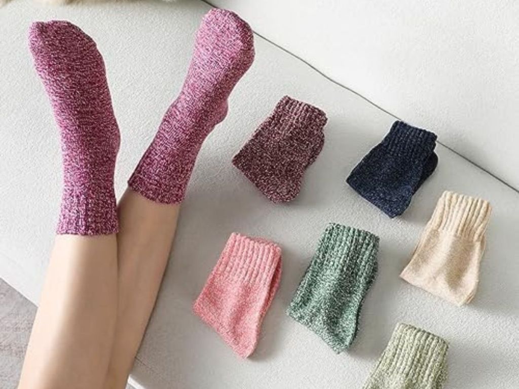 Pleneal Wool Socks for Women Solid Color