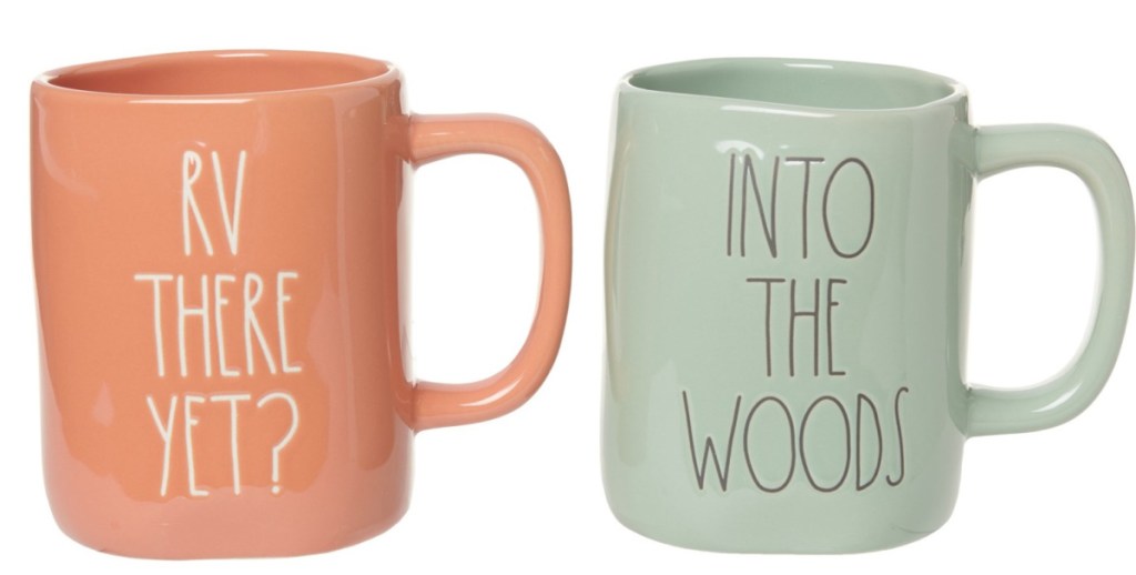 Rae Dunn Into the Woods and RV There Yet Mug 2-Piece Set in pink and green