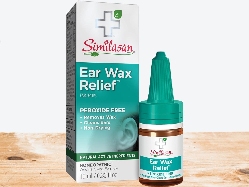 Similasan Ear Wax Relief Drops on a Table