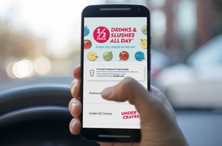The sonic fast food app gets you 50% off drinks and slushies