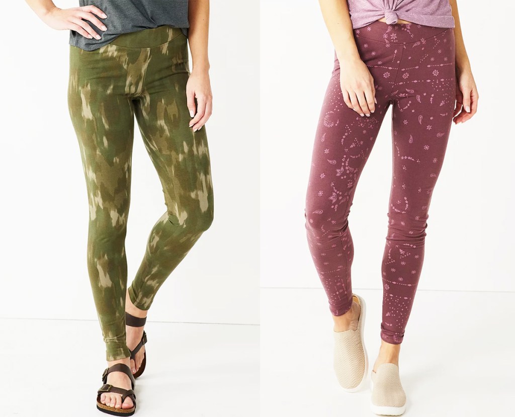 two women modeling leggings