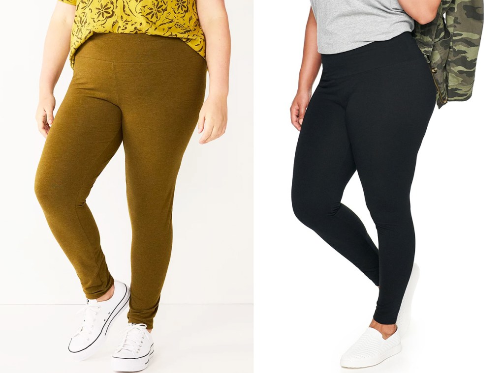 two women modeling leggings