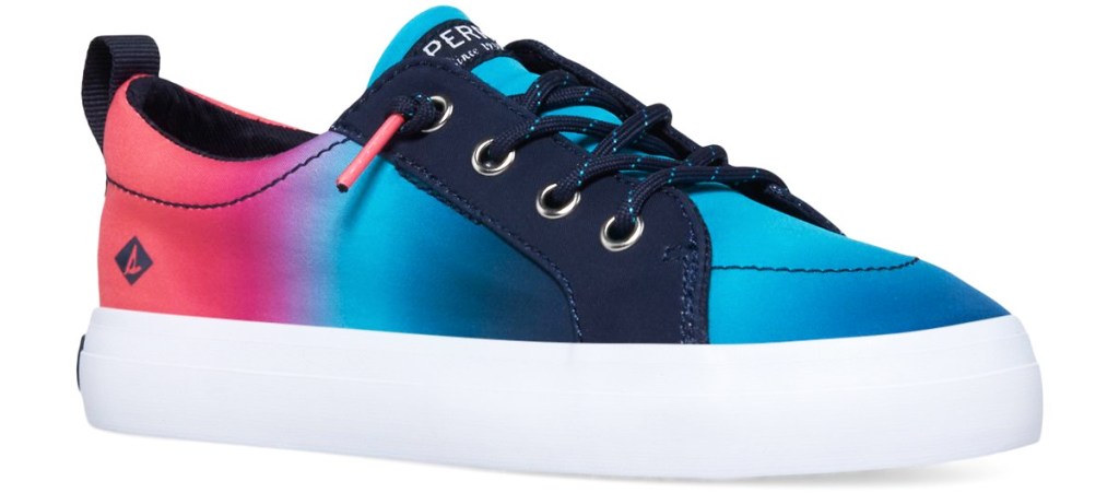 pink and blue ombre print sneaker