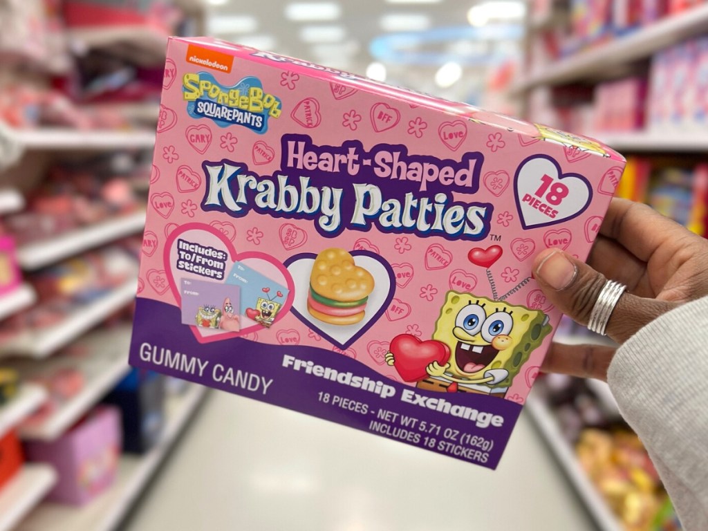 SpongeBob Valentine's Heart-Shaped Krabby Patties Gummy Candy 18-Count Box