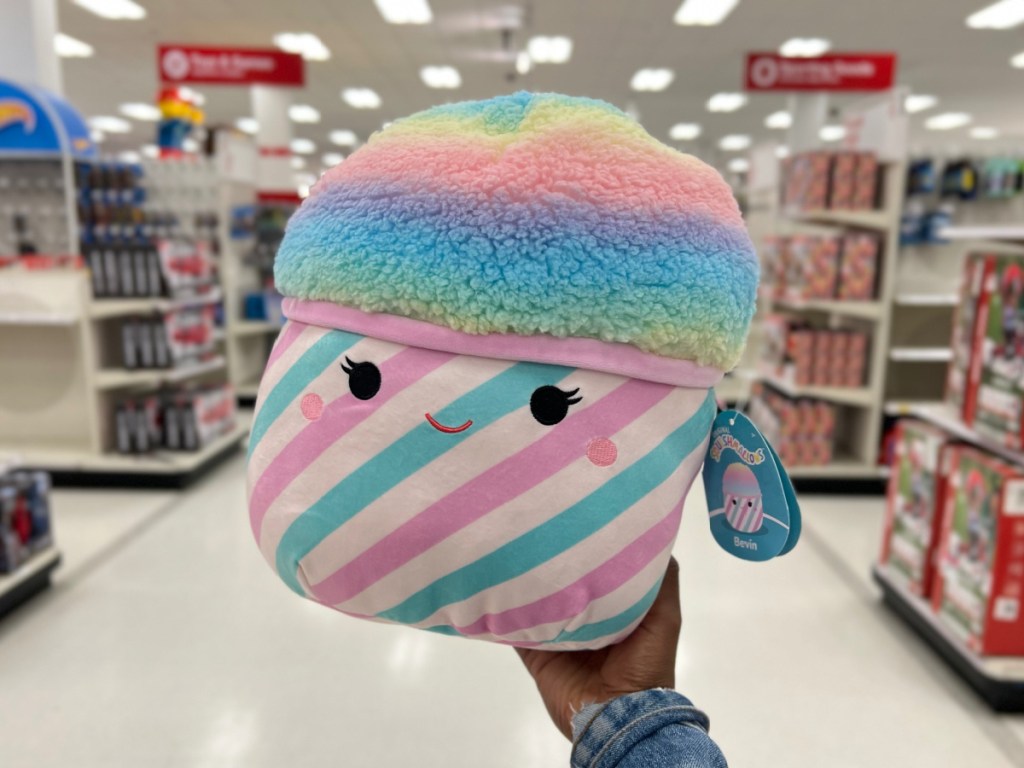 Squishmallows 11 Pastel Gradient Cotton Candy Plush in woman's hand at target