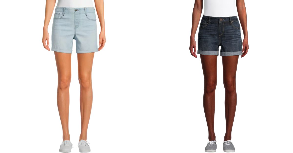 TIme and tru womens shorts in light wash and dark wash
