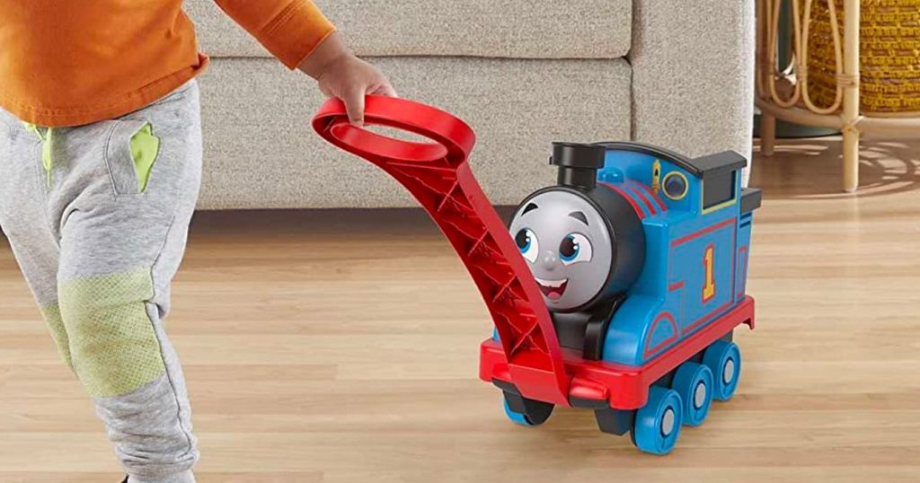 Thomas & Friends Biggest Friend Thomas Pull-Along Toy being pulled by a child