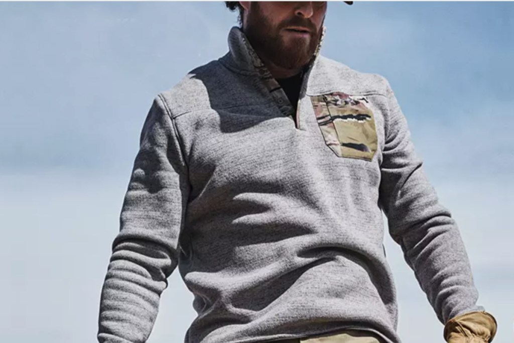 gray and camo mens henley