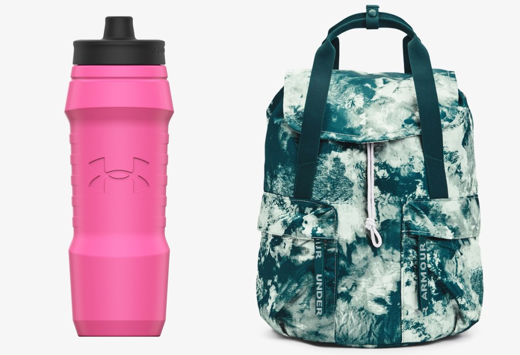 under armour water bottle and backpack