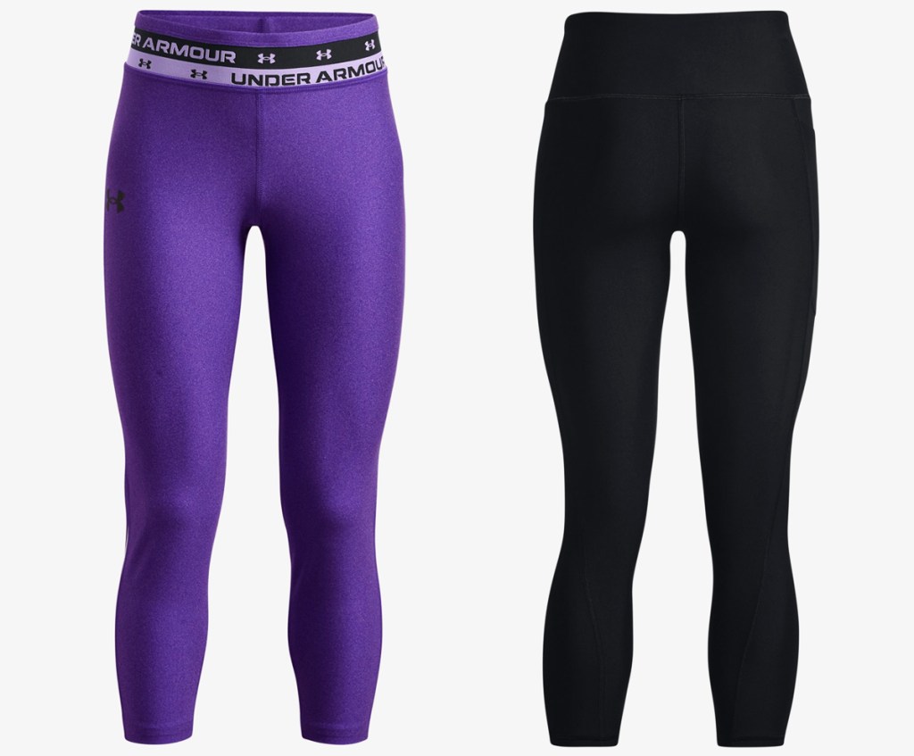 purple and black under armour leggings