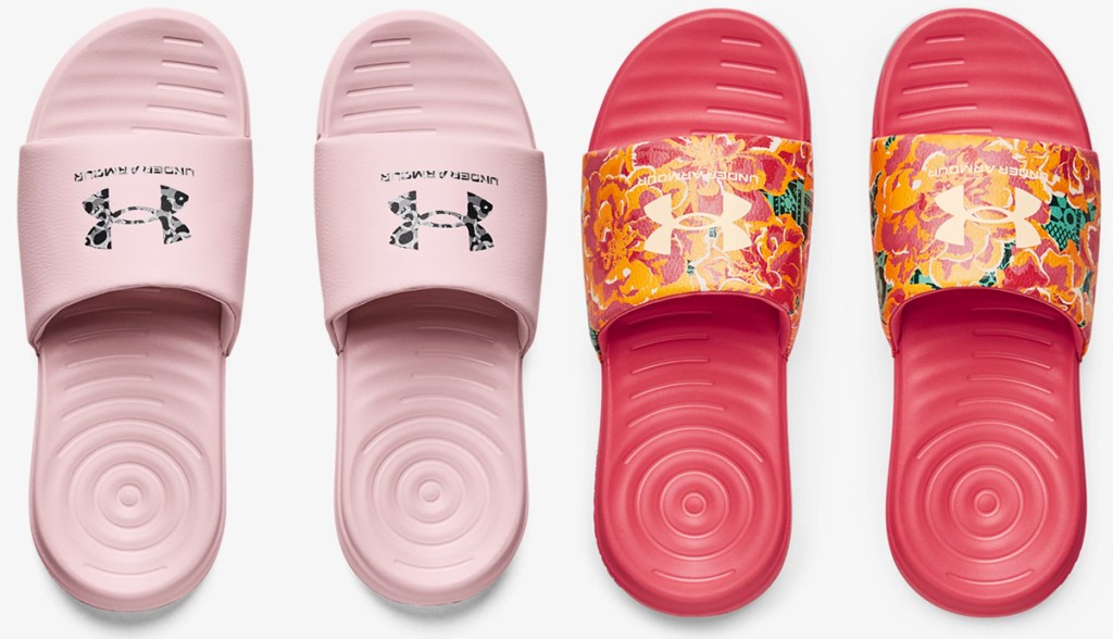 two pairs of under armour womens slides