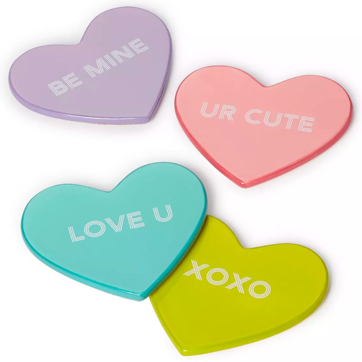 4 heart pastel colored Heart shaped Coasters 