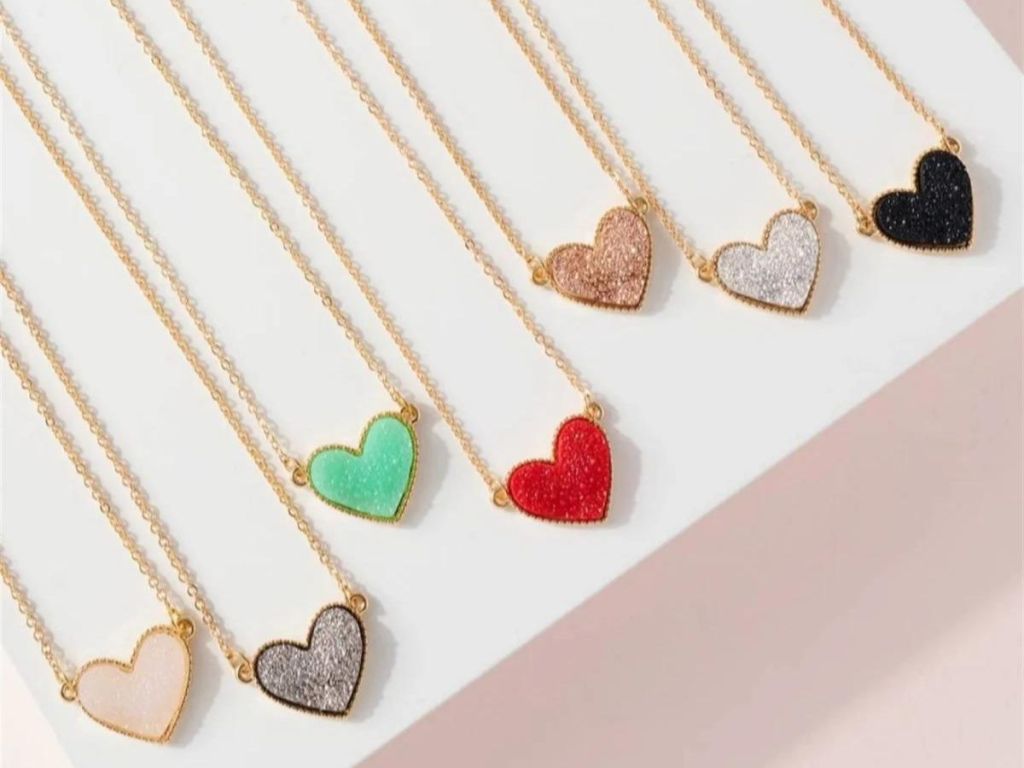 different color heart necklaces