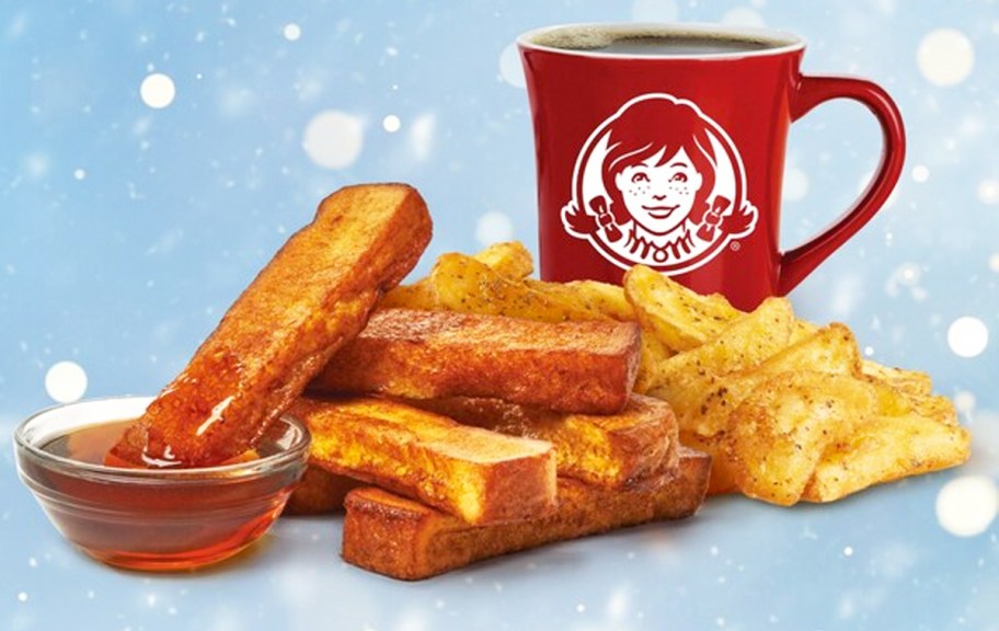 wendys french toast sticks with potato wedges and coffee