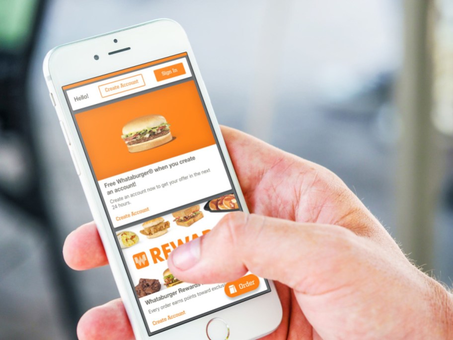 Showing the free food for signing up on the Whataburger App