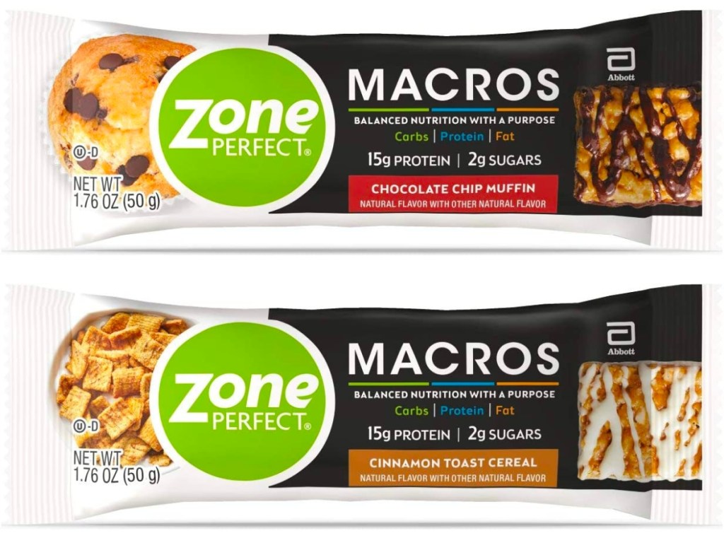 Zone Perfect Macros Protein Bars 20-Count - Chocolate Chip Muffin and Cinnamon Toast Cereal