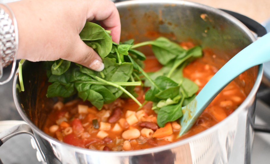 Adding spinach to soup