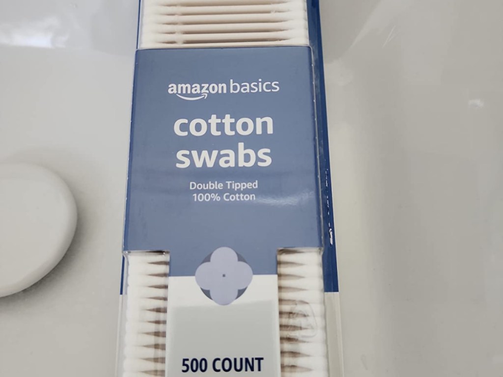 package of amazon basics cotton swabs