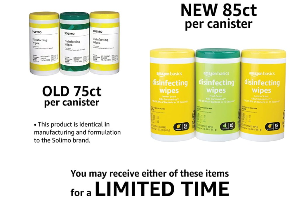 amazon basics and solimo disinfecting wipes