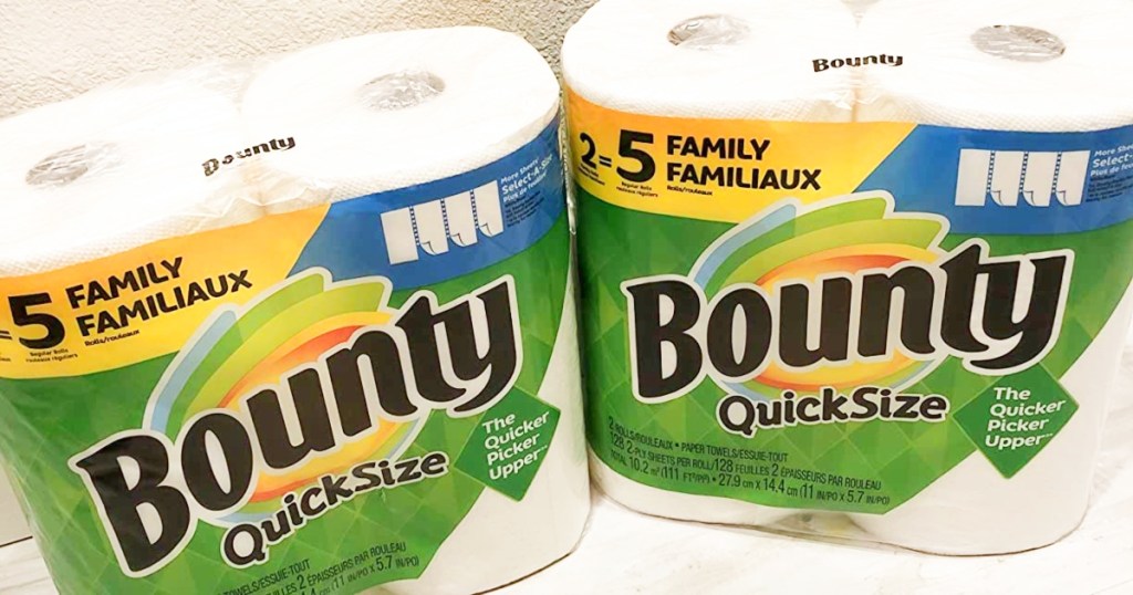 2 packages of Bounty Family-Size rolls