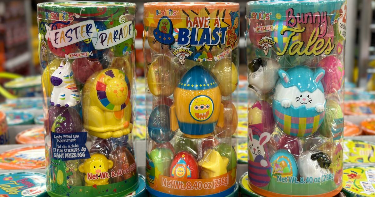 3 tins filled with candy filled easter eggs on sale at sams club