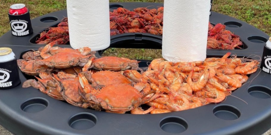 Reel in This Seafood Table for Your Next Crawfish Boil (Has Cup & Paper Towel Holders)