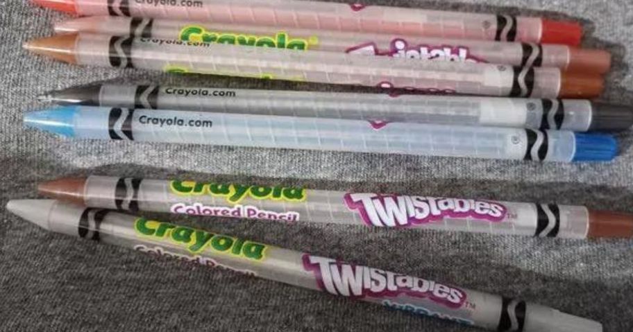 crayola twistables colored pencils in a pile