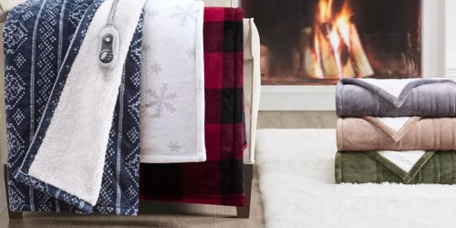 Cuddl Duds Heated Sherpa Throw Blanket Only $23.79 on Kohls.com (Regularly $140)