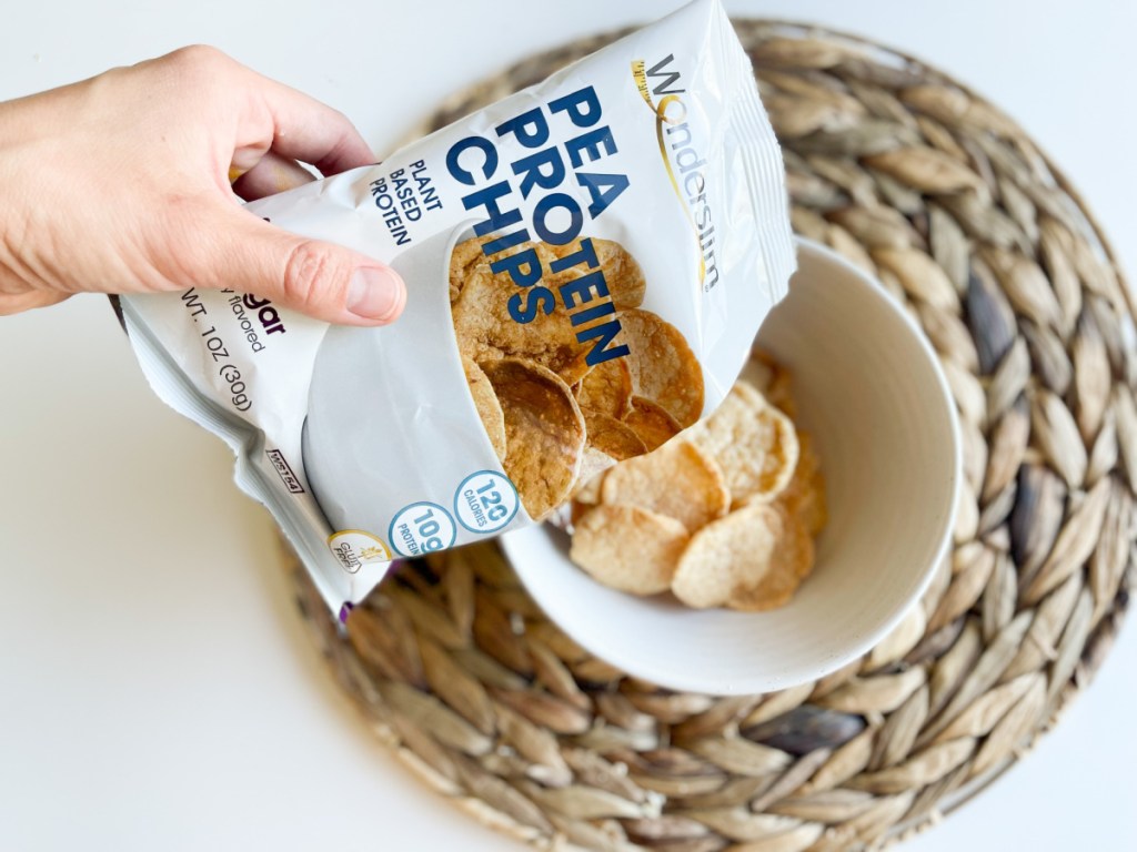 pouring chips into bowl